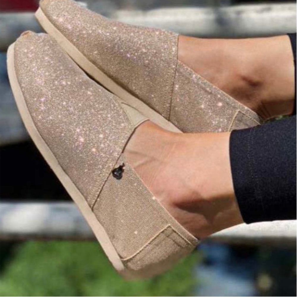 Summer Ladies Shoes Sparkle Gold Classic